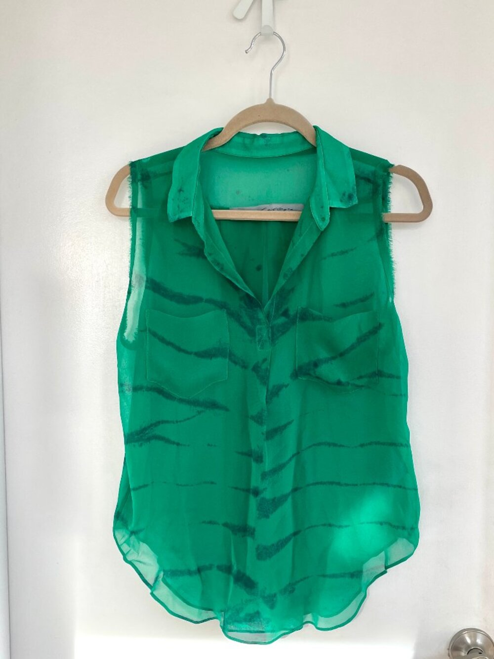 Raquel Allegra Green Silk Blouse
